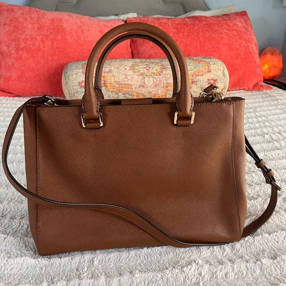 Michael Kors Sutton Satchel Saffiano Leather Brown NWOT - Picture 6 of 15